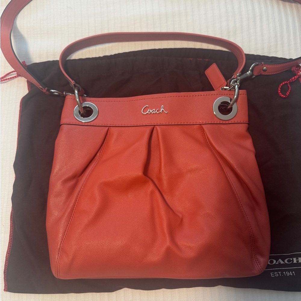Coach Ashley Hippie Coral Leather Bag